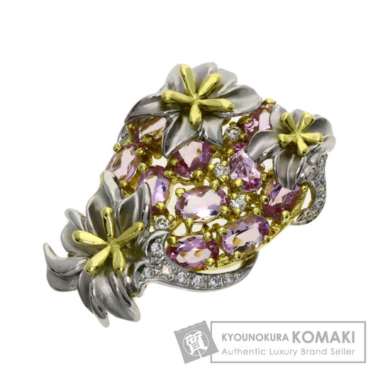 4.96ct Yumiko Yamazaki Diamond Color Stone Brooch Platinum PT900 18K Yellow Gold 18.4g　Ladies