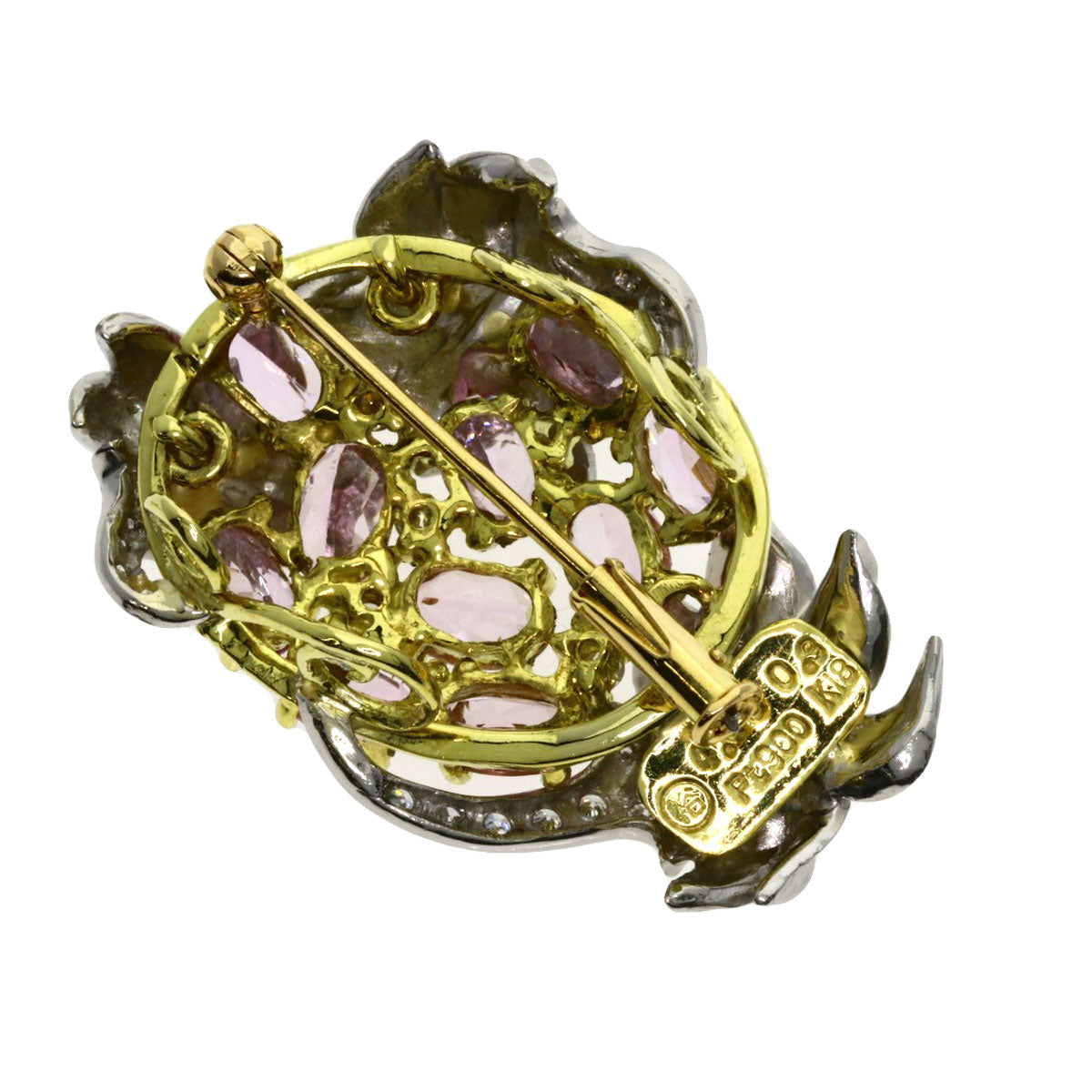 4.96ct Yumiko Yamazaki Diamond Color Stone Brooch Platinum PT900 18K Yellow Gold 18.4g　Ladies