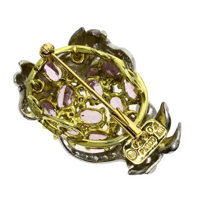 4.96ct Yumiko Yamazaki Diamond Color Stone Brooch Platinum PT900 18K Yellow Gold 18.4g　Ladies