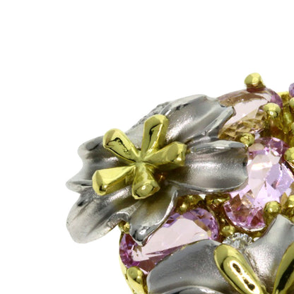 4.96ct Yumiko Yamazaki Diamond Color Stone Brooch Platinum PT900 18K Yellow Gold 18.4g　Ladies