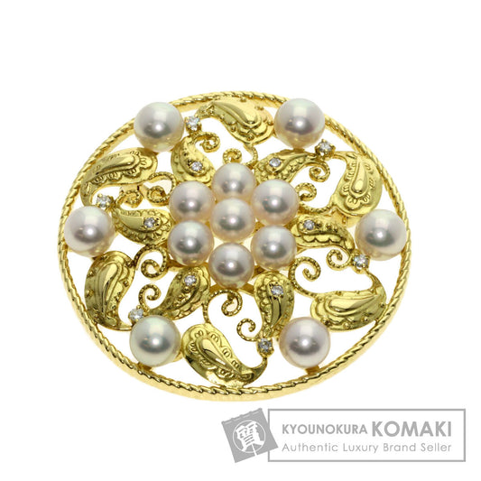 MIKIMOTO   Brooch Pearl Pearl Diamond K18 Yellow Gold Ladies