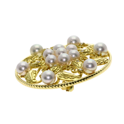 MIKIMOTO   Brooch Pearl Pearl Diamond K18 Yellow Gold Ladies