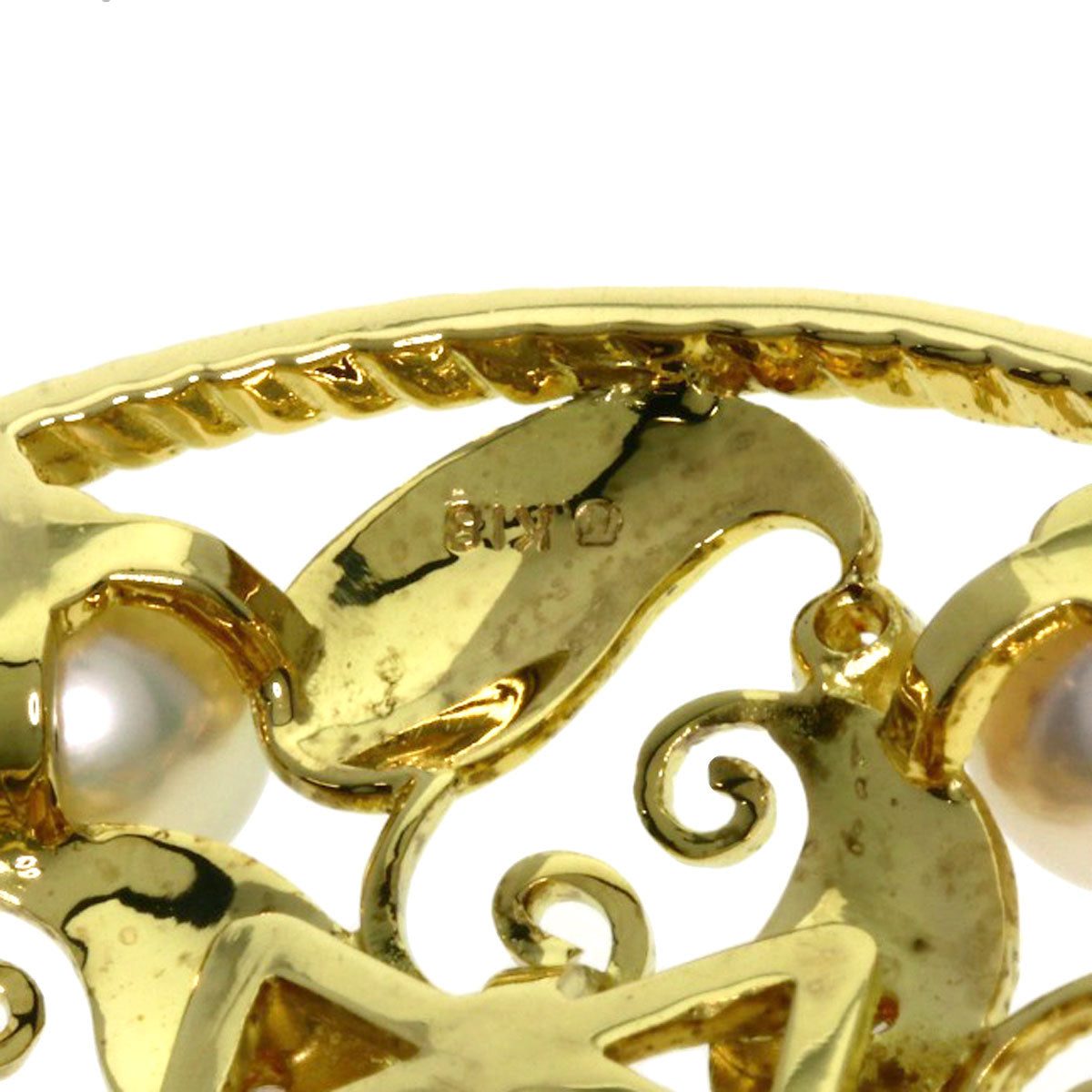 MIKIMOTO   Brooch Pearl Pearl Diamond K18 Yellow Gold Ladies