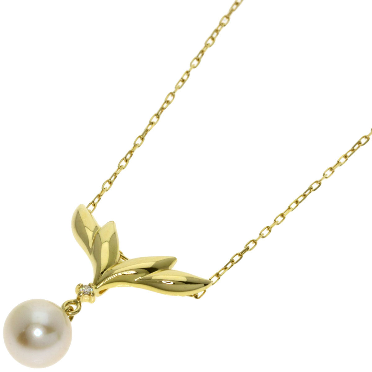 MIKIMOTO   Necklace Pearl Pearl 1P Diamond K18 Yellow Gold Ladies