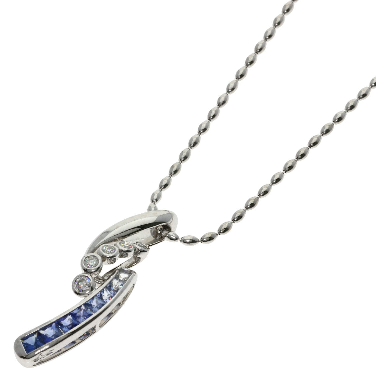 Jeunet Sapphire Diamond Necklace K18 White Gold Ladies [Used]