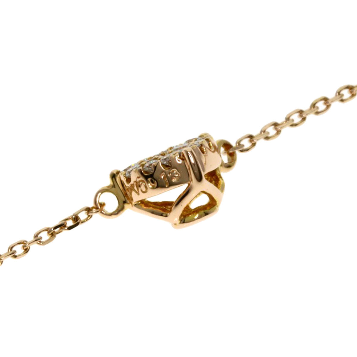 Ponte Vecchio Heart Diamond Necklace K18 Pink Gold Ladies [Used]