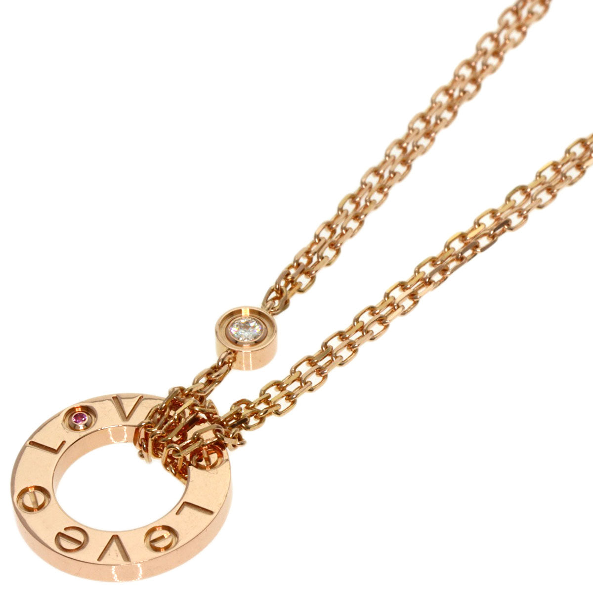 CARTIER   Necklace Love Circle 1P Sapphire 1PDiamond K18 Pink Gold Ladies