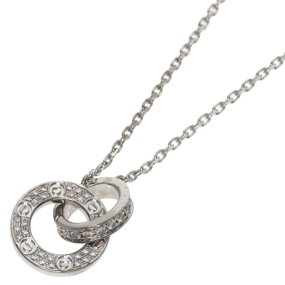 CARTIER   Necklace Love Circle Full Diamond K18 White Gold Ladies