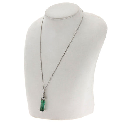 Green Tourmaline Diamond Necklace Platinum PT900 PT850 10.6g　Ladies