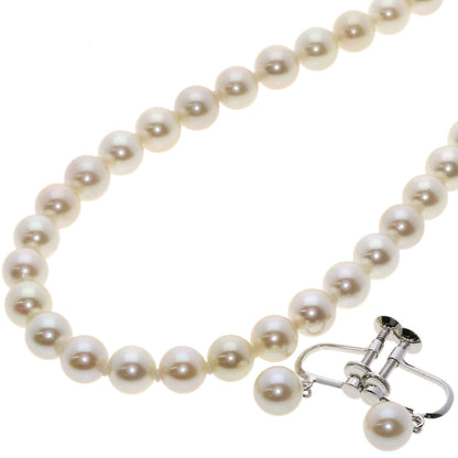 Akoya Pearl Pearl Earring Set Necklace Silver  31g　Ladies