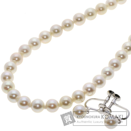 Akoya Pearl Pearl Earring Set Necklace Silver  31g　Ladies