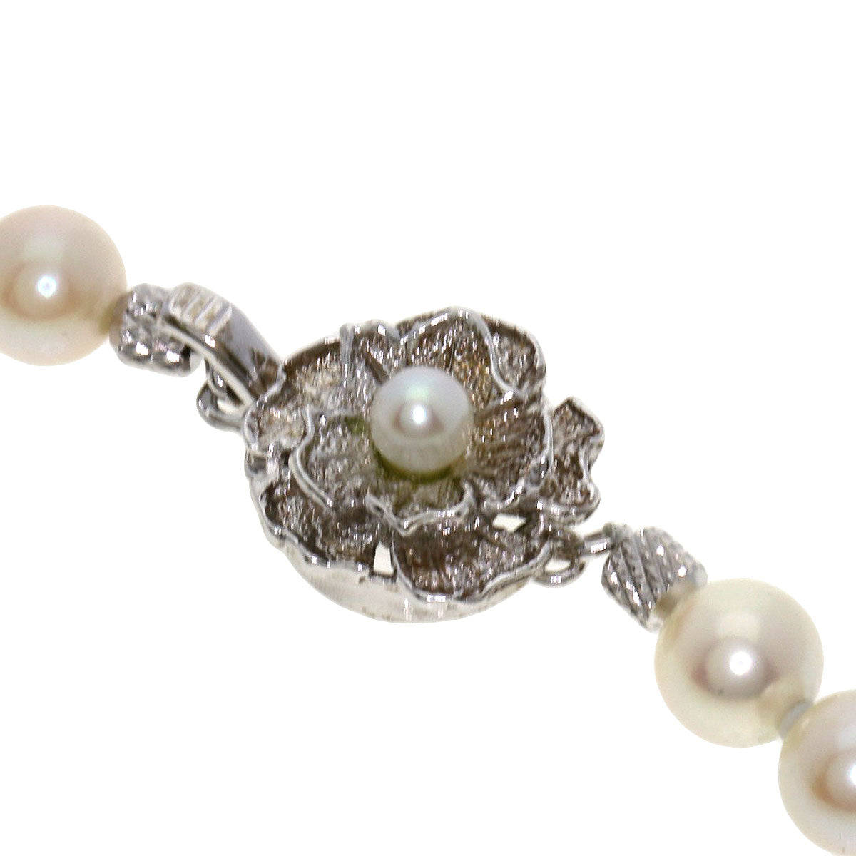 Akoya Pearl Pearl Earring Set Necklace Silver  31g　Ladies