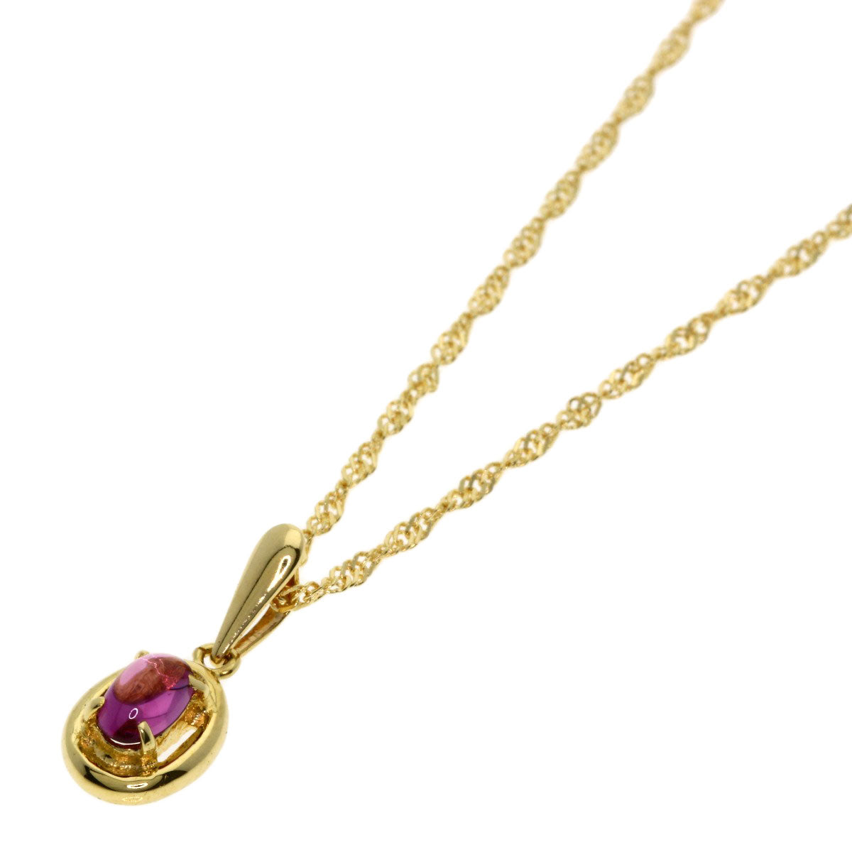 Pink　Tourmaline Necklace K18 Yellow Gold  2.1g　Ladies