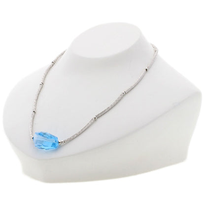 Blue Topaz Necklace K14 White Gold  17.2g　Ladies