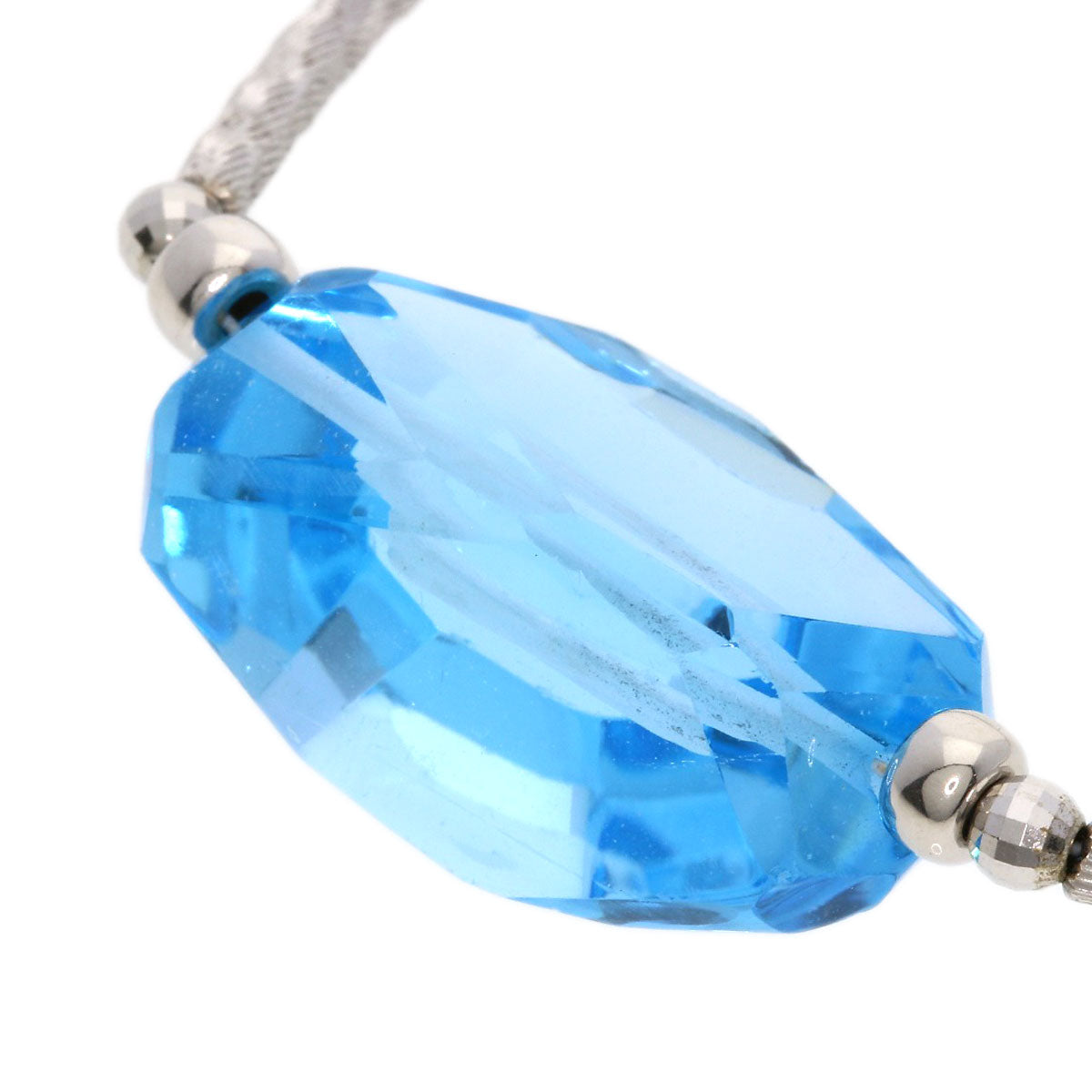 Blue Topaz Necklace K14 White Gold  17.2g　Ladies