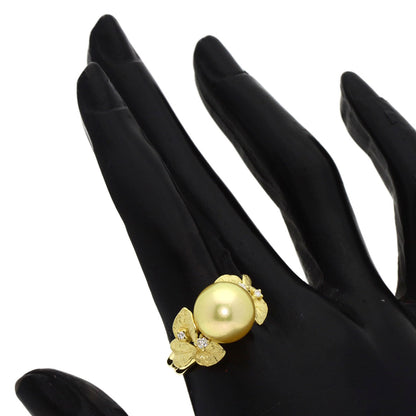 Pearl Pearl Diamond Ring K18 Yellow Gold  7.9g�@Ladies
