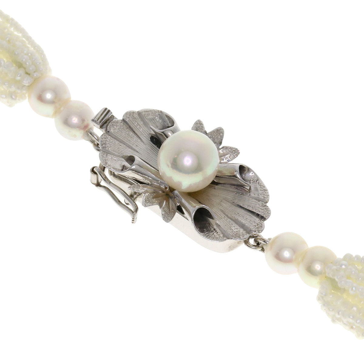 Keshi Pearl 17 strands Necklace K14 White Gold  21.3g　Ladies