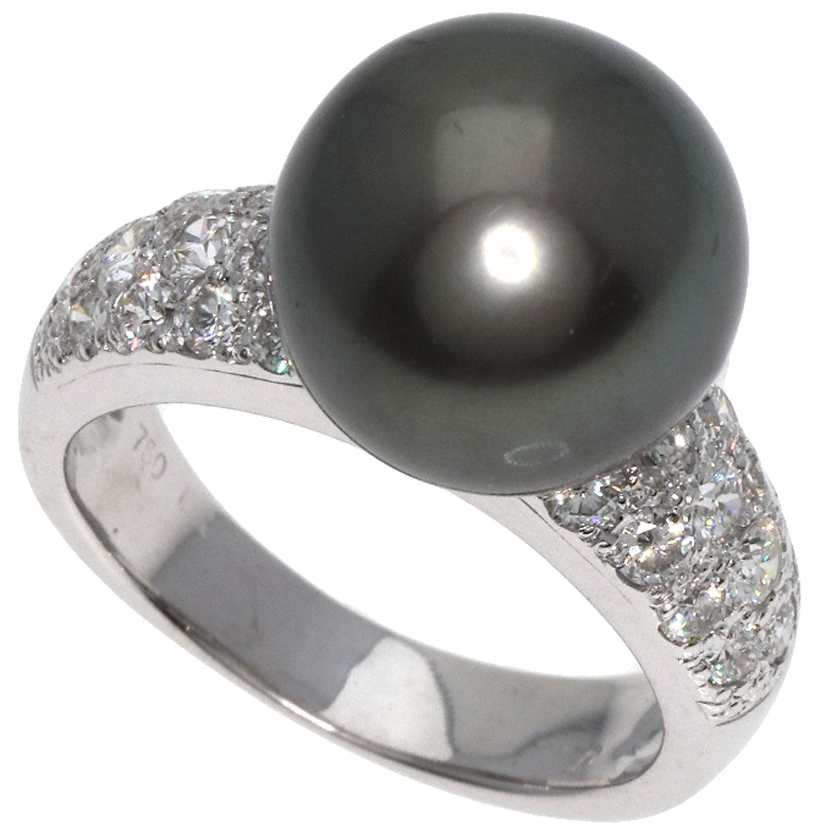 Pearl Pearl Diamond Ring K18 White Gold  7.8g　Ladies
