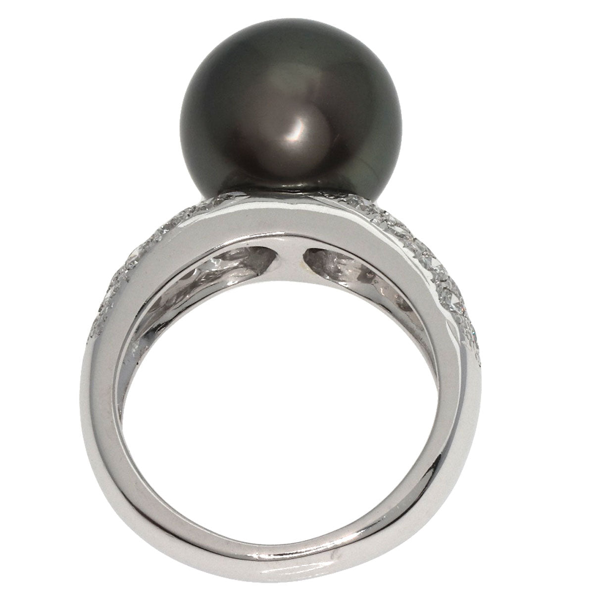 Pearl Pearl Diamond Ring K18 White Gold  7.8g　Ladies
