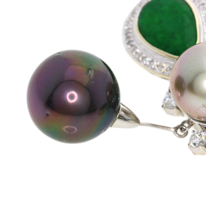 0.83ct Pearl Pearl Diamond Ruby Jade Jade stone Jadeite Pendant top Platinum PT900 K18 White Gold 22.9g　Ladies