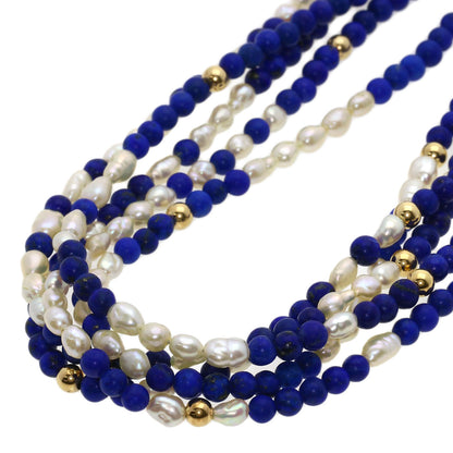 Lapis Lazuli & Azure stone Freshwater Pearl 5-row Garnet Onyx Necklace 3-piece set Necklace Metal 47.2g　Ladies