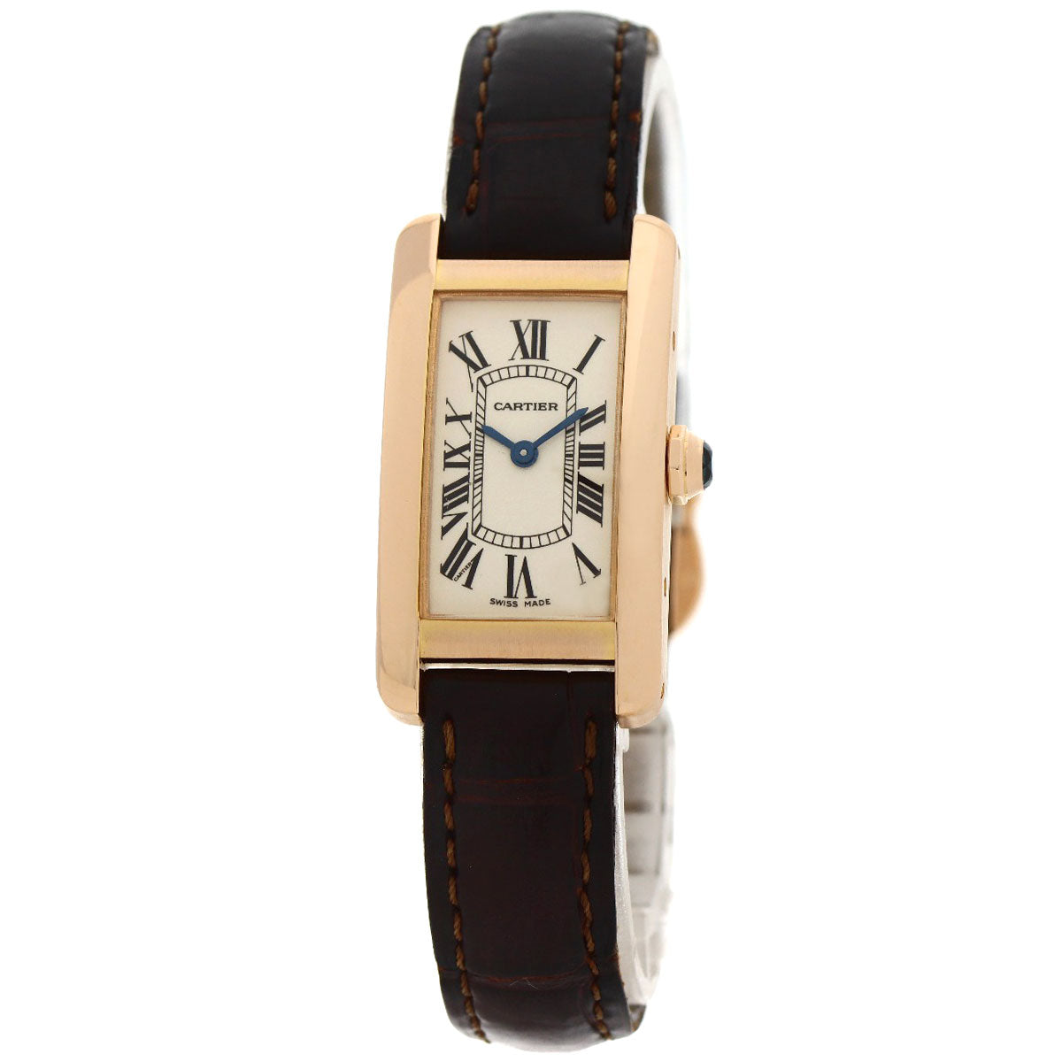 CARTIER Tank American SM Watches W2607456 K18 Pink Gold/Leather Ladies