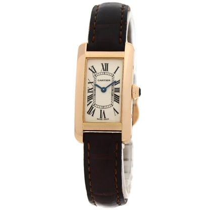 CARTIER Tank American SM Watches W2607456 K18 Pink Gold/Leather Ladies