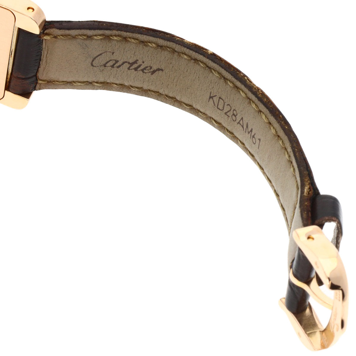 CARTIER Tank American SM Watches W2607456 K18 Pink Gold/Leather Ladies