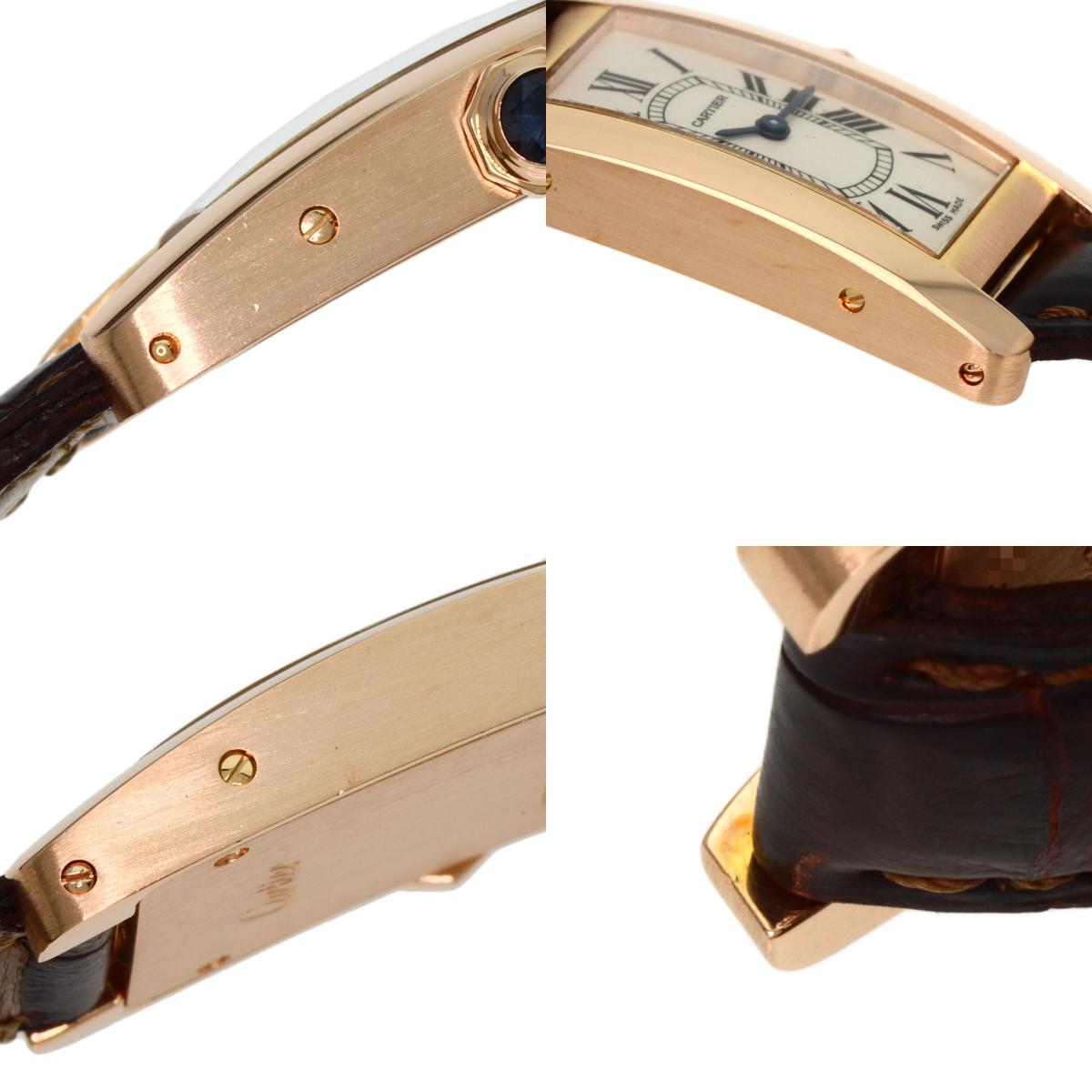 CARTIER Tank American SM Watches W2607456 K18 Pink Gold/Leather Ladies