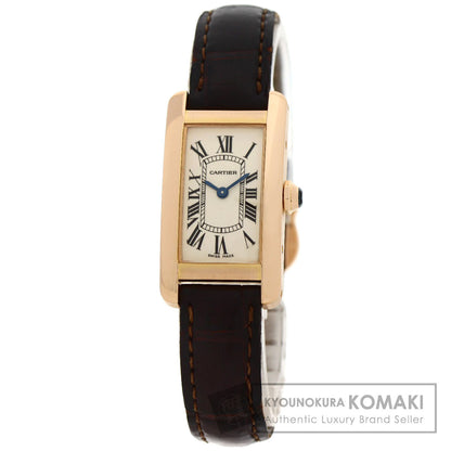 CARTIER Tank American SM Watches W2607456 K18 Pink Gold/Leather Ladies