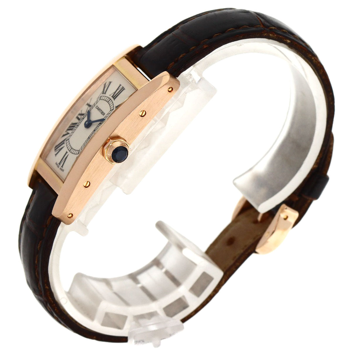 CARTIER Tank American SM Watches W2607456 K18 Pink Gold/Leather Ladies