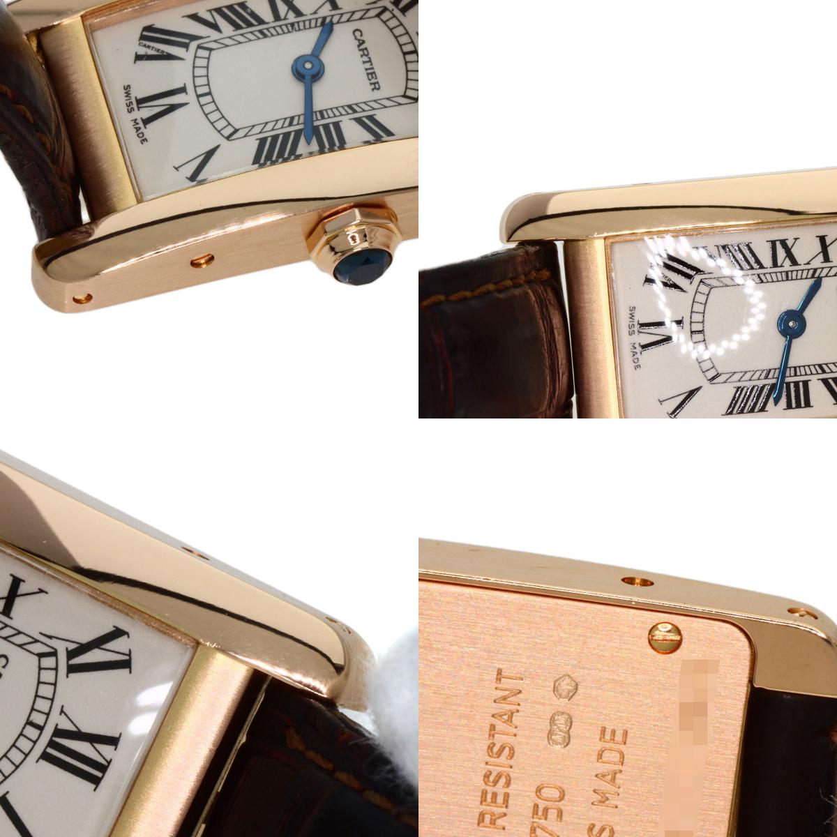 CARTIER Tank American SM Watches W2607456 K18 Pink Gold/Leather Ladies