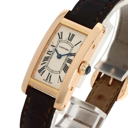 CARTIER Tank American SM Watches W2607456 K18 Pink Gold/Leather Ladies