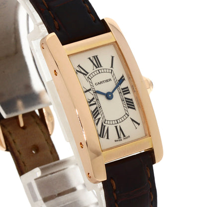 CARTIER Tank American SM Watches W2607456 K18 Pink Gold/Leather Ladies