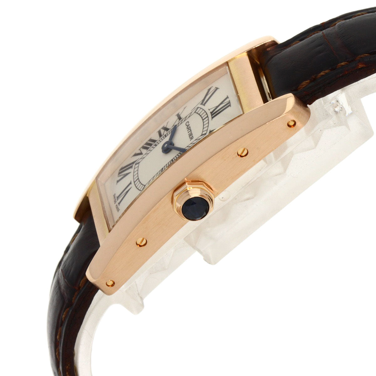 CARTIER Tank American SM Watches W2607456 K18 Pink Gold/Leather Ladies