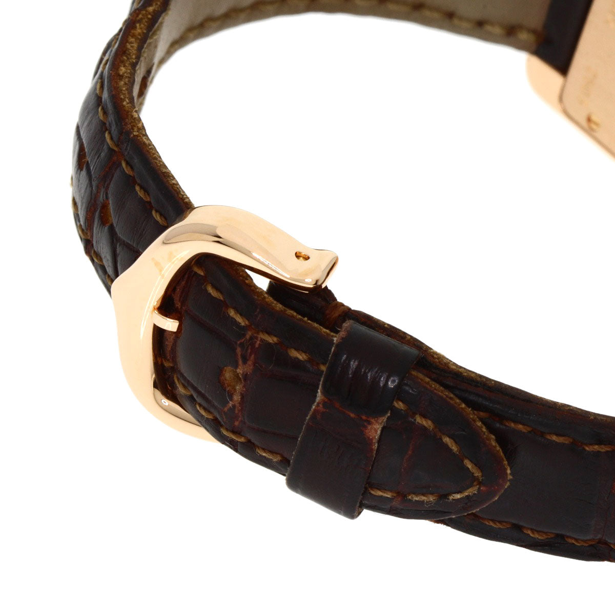 CARTIER Tank American SM Watches W2607456 K18 Pink Gold/Leather Ladies