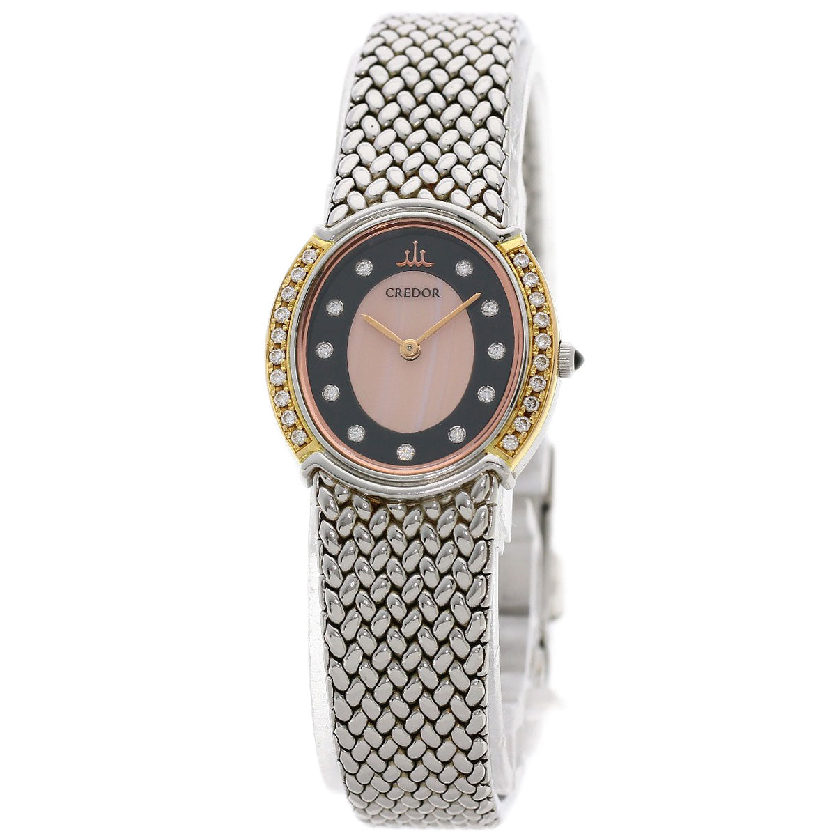 SEIKO CREDOR 11P Bezel Diamond Watches 5A70-0AT0 Stainless Steel/Stainless Steel Ladies