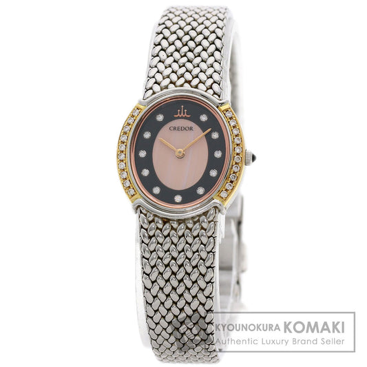 SEIKO CREDOR 11P Bezel Diamond Watches 5A70-0AT0 Stainless Steel/Stainless Steel Ladies