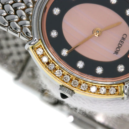 SEIKO CREDOR 11P Bezel Diamond Watches 5A70-0AT0 Stainless Steel/Stainless Steel Ladies