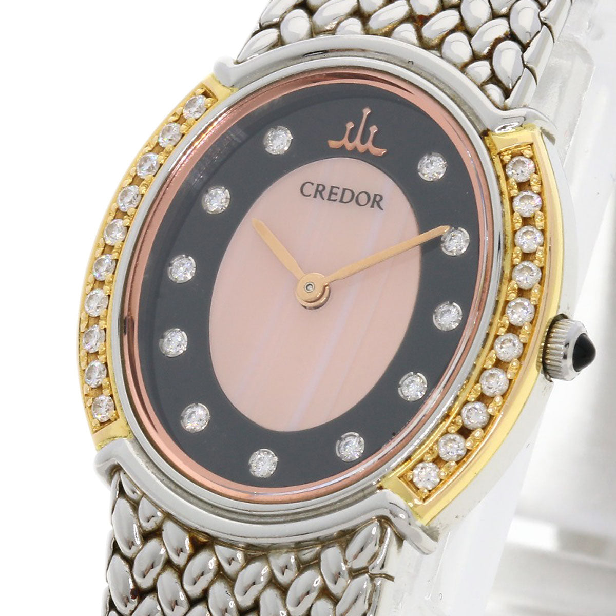 SEIKO CREDOR 11P Bezel Diamond Watches 5A70-0AT0 Stainless Steel/Stainless Steel Ladies