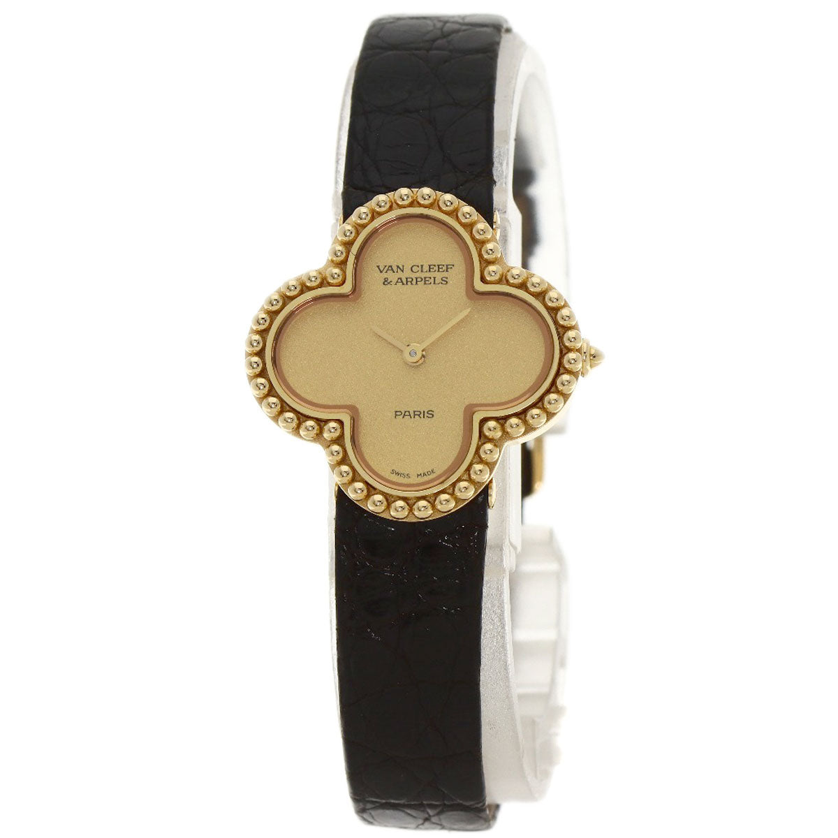 Van Cleef & Arpels Vintage alhambra Watches 122974 K18 Yellow Gold/Leather Ladies