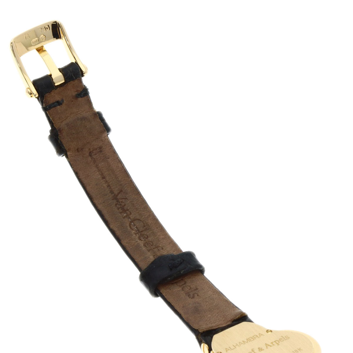 Van Cleef & Arpels Vintage alhambra Watches 122974 K18 Yellow Gold/Leather Ladies