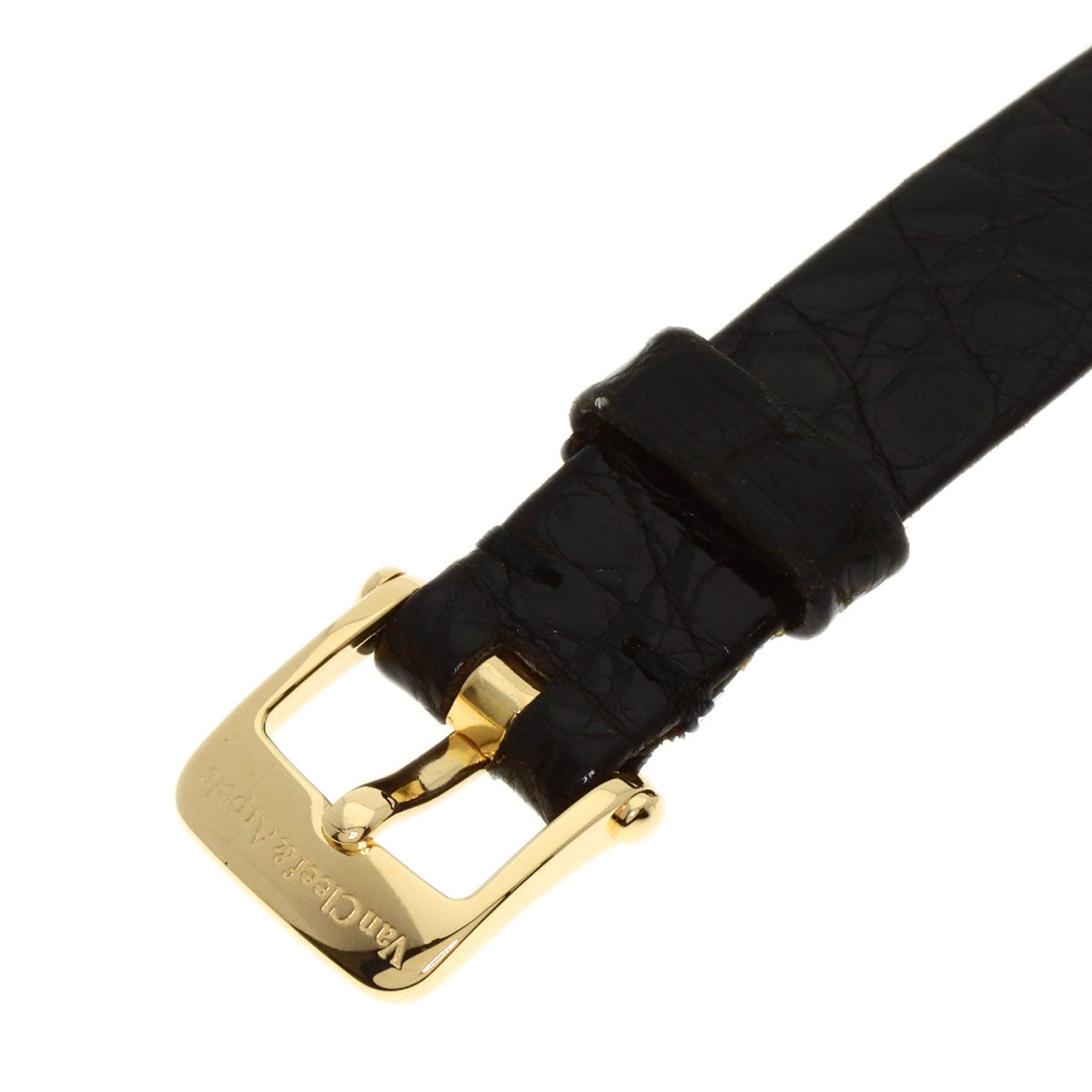 Van Cleef & Arpels Vintage alhambra Watches 122974 K18 Yellow Gold/Leather Ladies