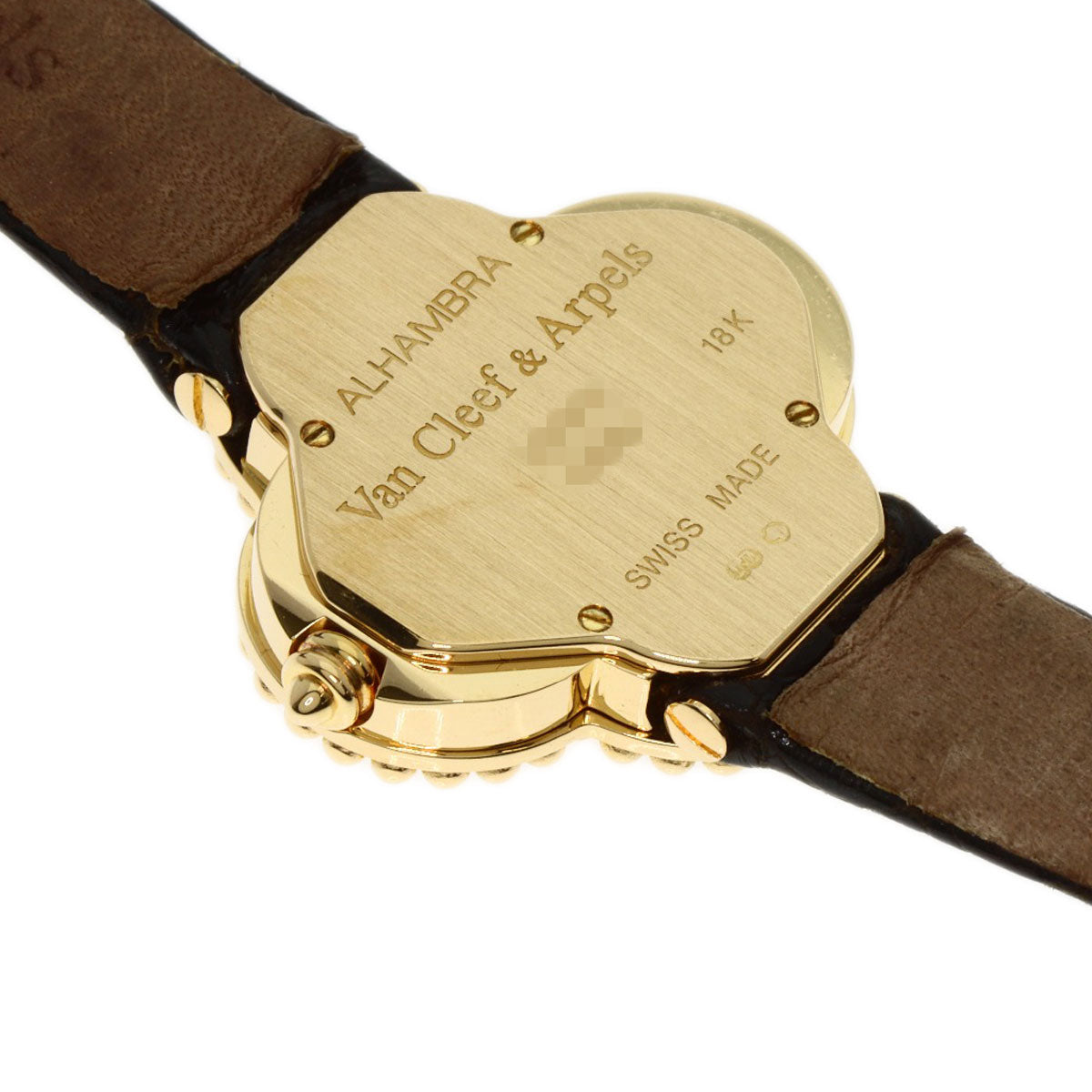 Van Cleef & Arpels Vintage alhambra Watches 122974 K18 Yellow Gold/Leather Ladies