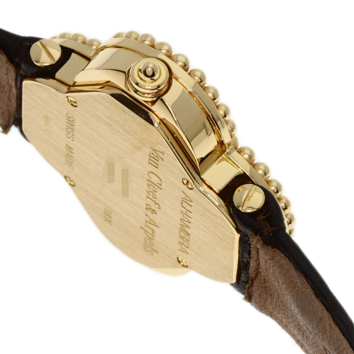 Van Cleef & Arpels Vintage alhambra Watches 122974 K18 Yellow Gold/Leather Ladies
