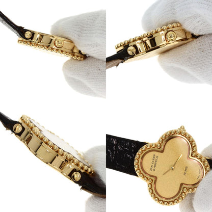 Van Cleef & Arpels Vintage alhambra Watches 122974 K18 Yellow Gold/Leather Ladies