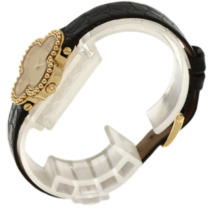 Van Cleef & Arpels Vintage alhambra Watches 122974 K18 Yellow Gold/Leather Ladies