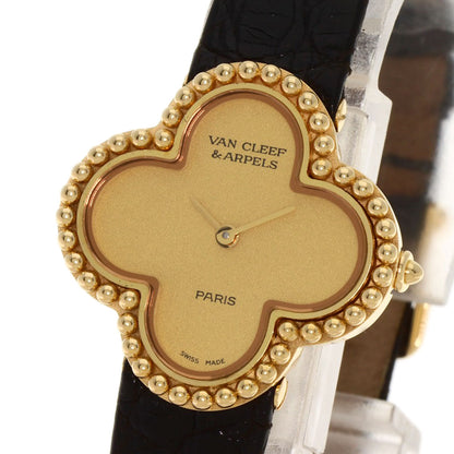 Van Cleef & Arpels Vintage alhambra Watches 122974 K18 Yellow Gold/Leather Ladies