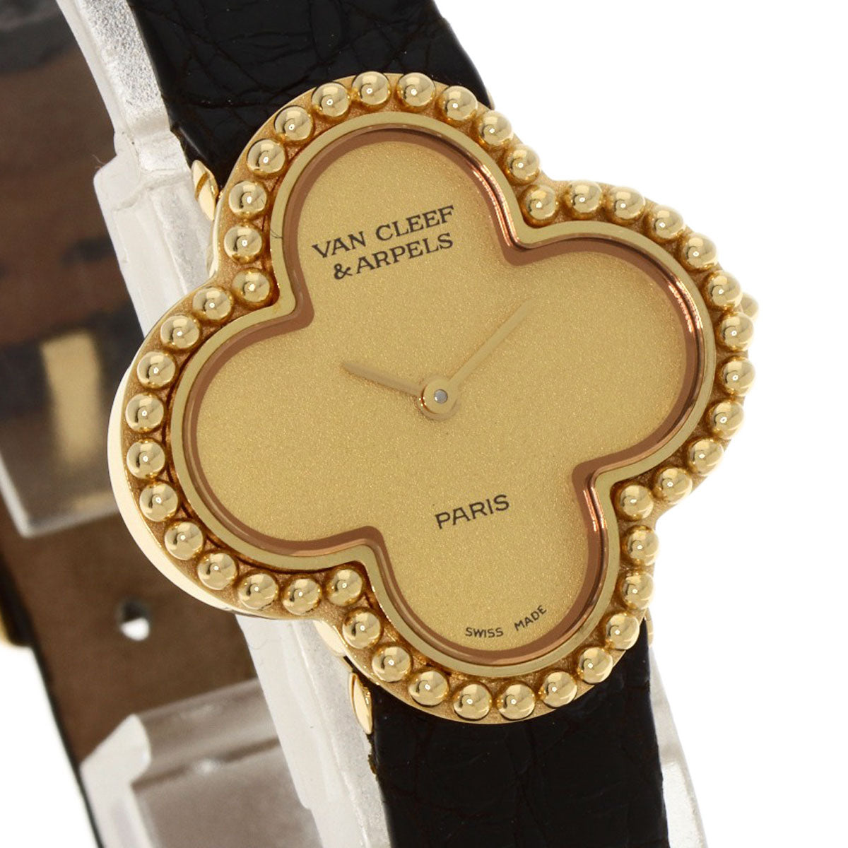 Van Cleef & Arpels Vintage alhambra Watches 122974 K18 Yellow Gold/Leather Ladies