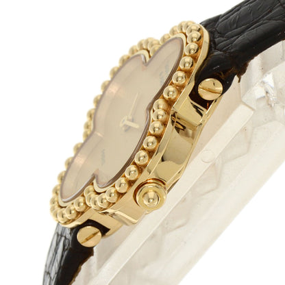 Van Cleef & Arpels Vintage alhambra Watches 122974 K18 Yellow Gold/Leather Ladies